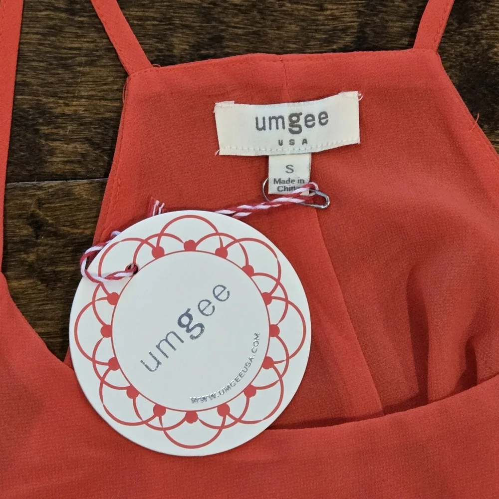 NWT Umgee Tank Top Size S Tomato Red - Picture 2 of 9